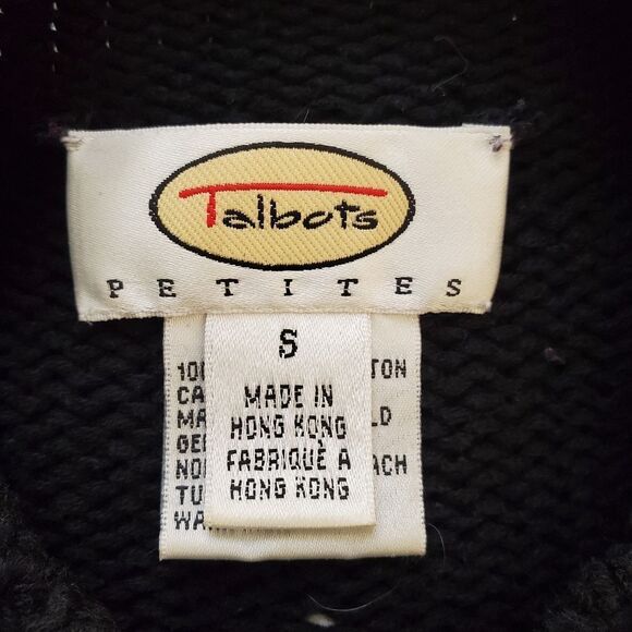 🌹 TALBOTS 🌹 Chunky Knit Mock Neck Chevron Black/White Sweater - [Petite Small] - Picture 8 of 9